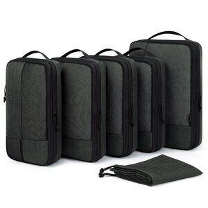Bagsmart Compression Packing Cubes for Suitcase, 6 Set Travel Packing Cubes